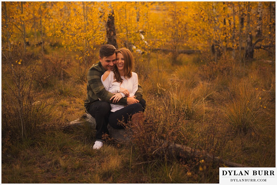 colorado mountains fall engagement photo session laughing