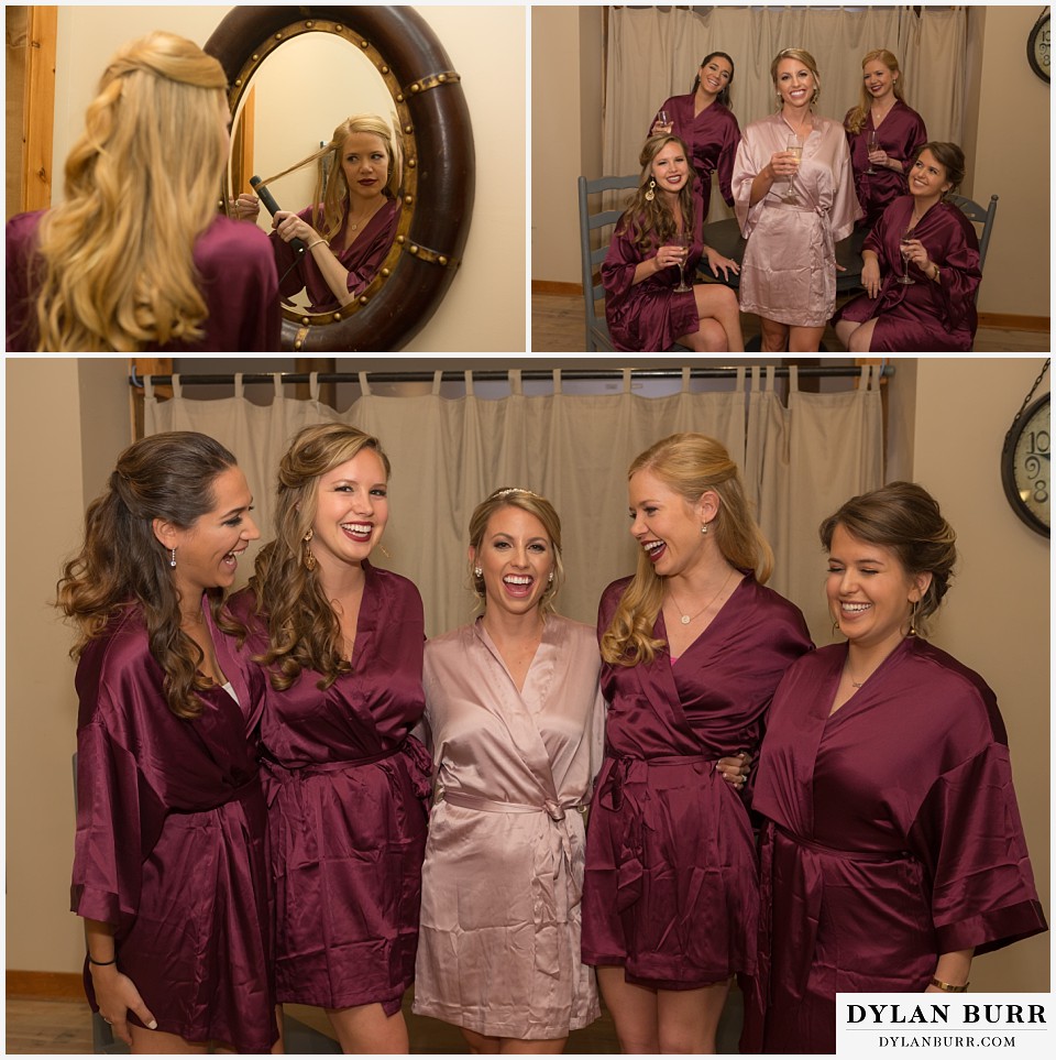 the lodge at sunspot wedding winter park bridesmaids in robes