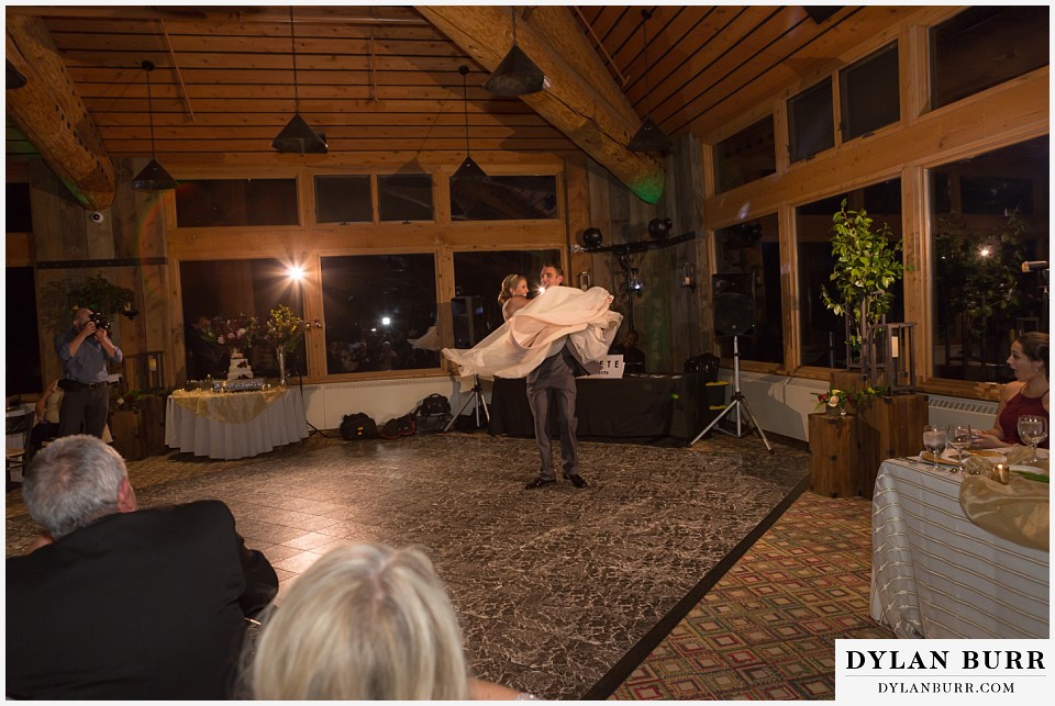 the lodge at sunspot wedding fall mountain wedding winter park first dance spin at reception