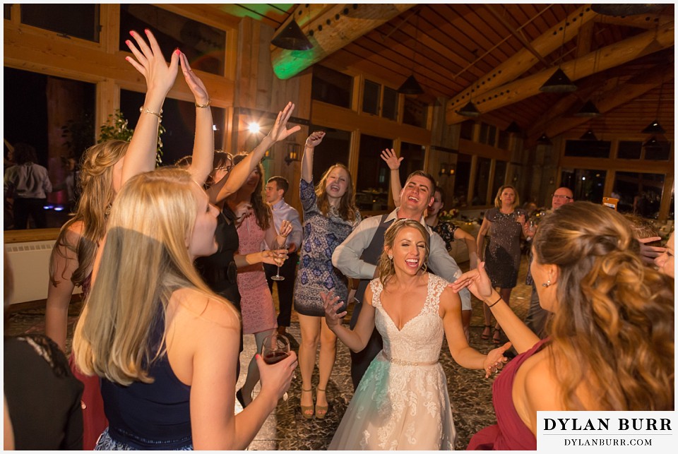 the lodge at sunspot wedding fall mountain wedding winter park reception party bride party