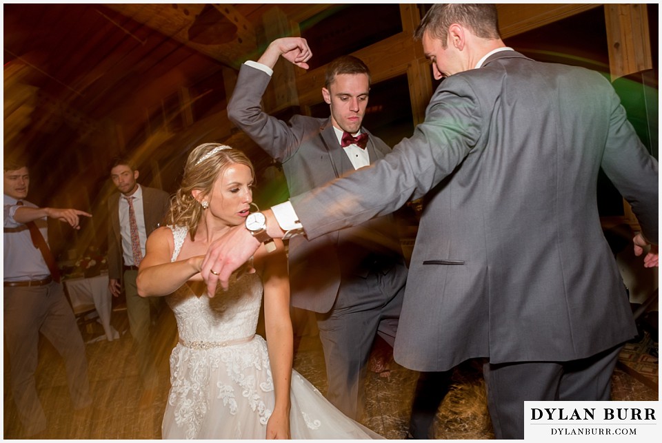 the lodge at sunspot wedding fall mountain wedding winter park reception party bride dancing