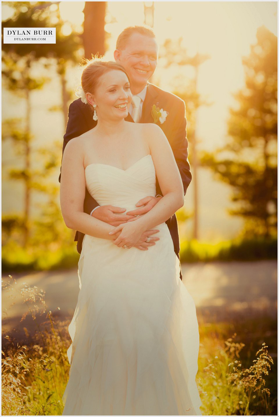 winter park wedding bride groom sunset portrait