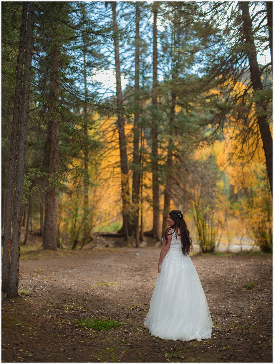 adventure elopement western colorado bride alone in the mountain in the fall