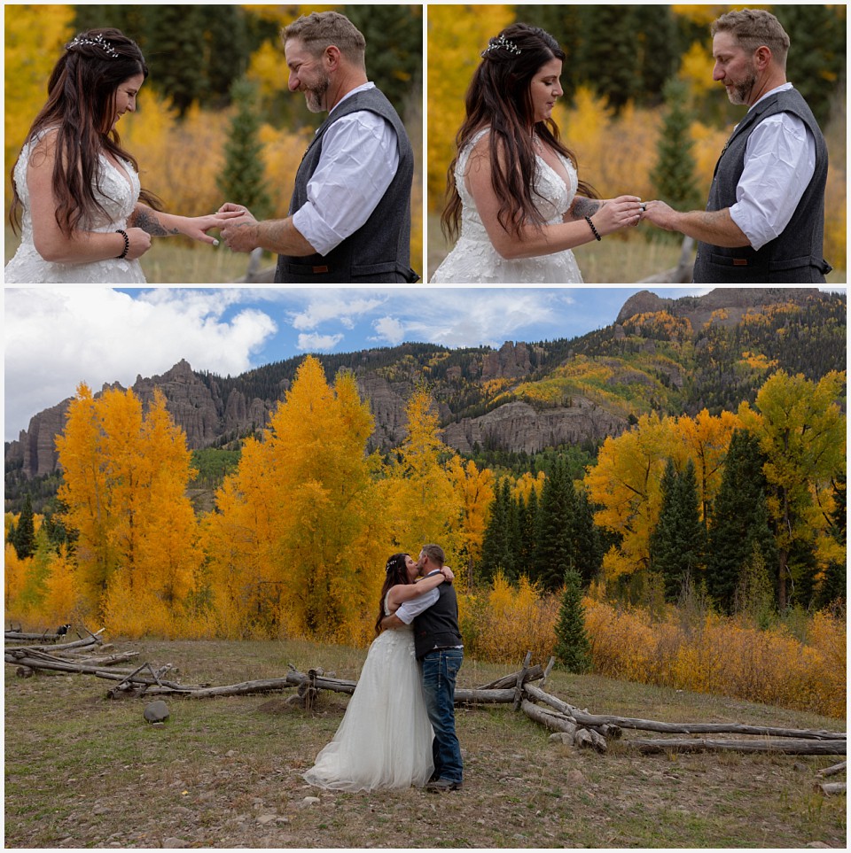 adventure elopement western colorado exchanging rings
