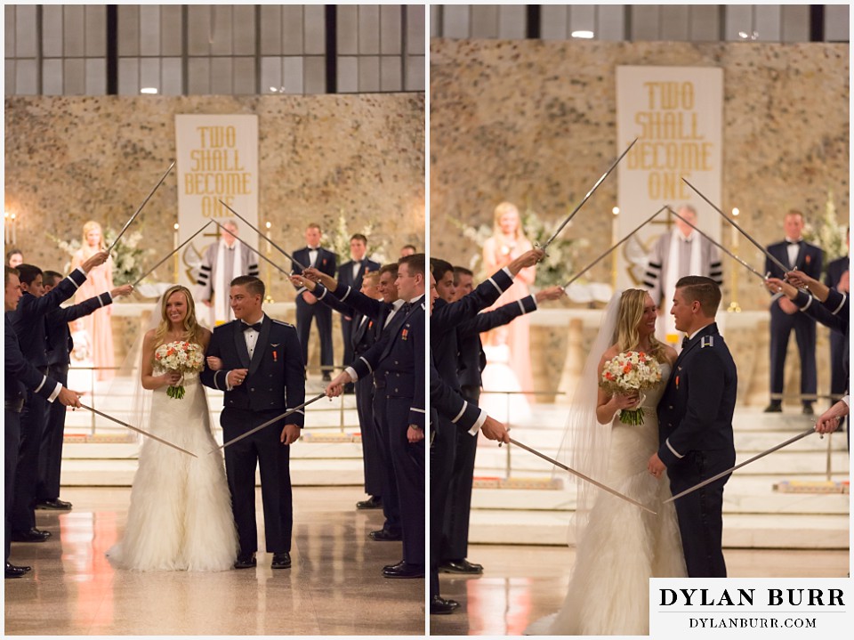 air force academy wedding sword exit kiss