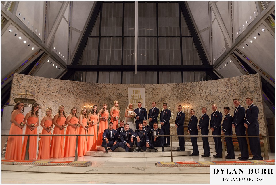 air force academy wedding bride groom and entire bridal party