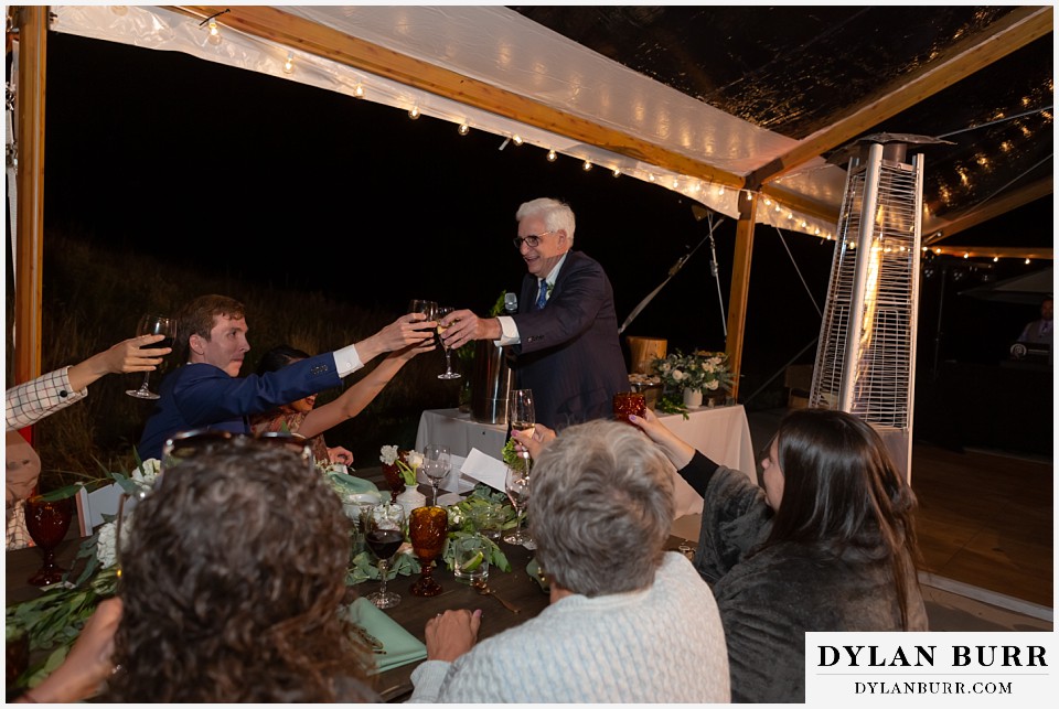 groom's father toasting Antler Basin Ranch wedding