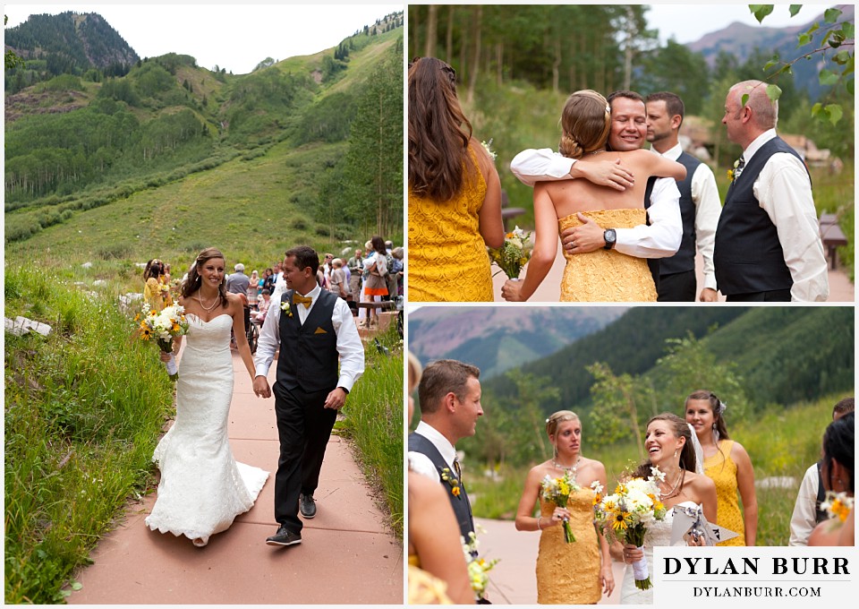 aspen colorado mountain wedding bride and groom with close friends