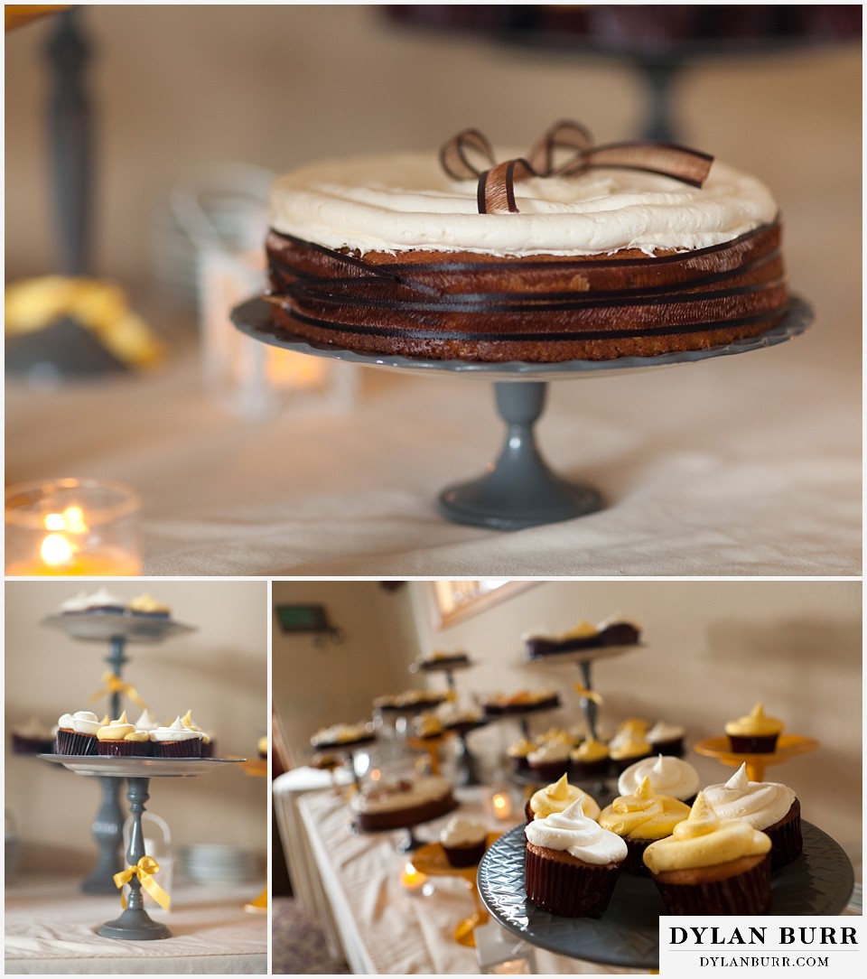 aspen colorado mountain wedding cake and cupcakes