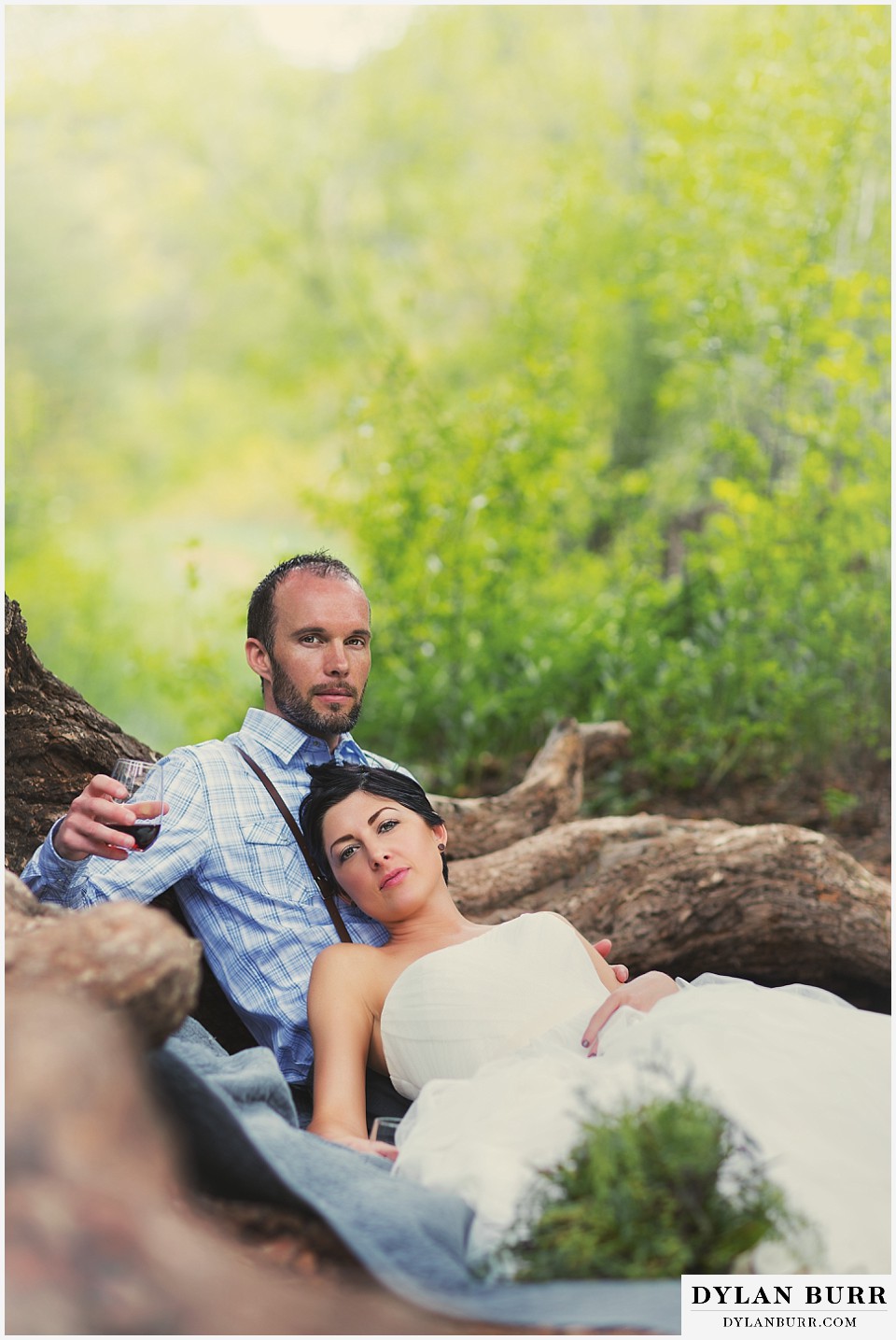 aspen wedding elopement bride and groom lounging together