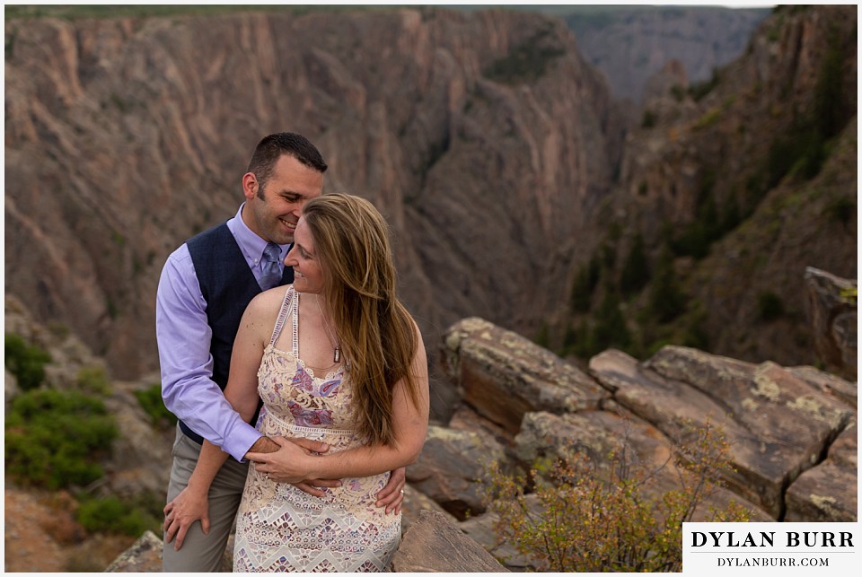 black canyon colorado elopement wedding adventure bride and groom get in close near the canyon