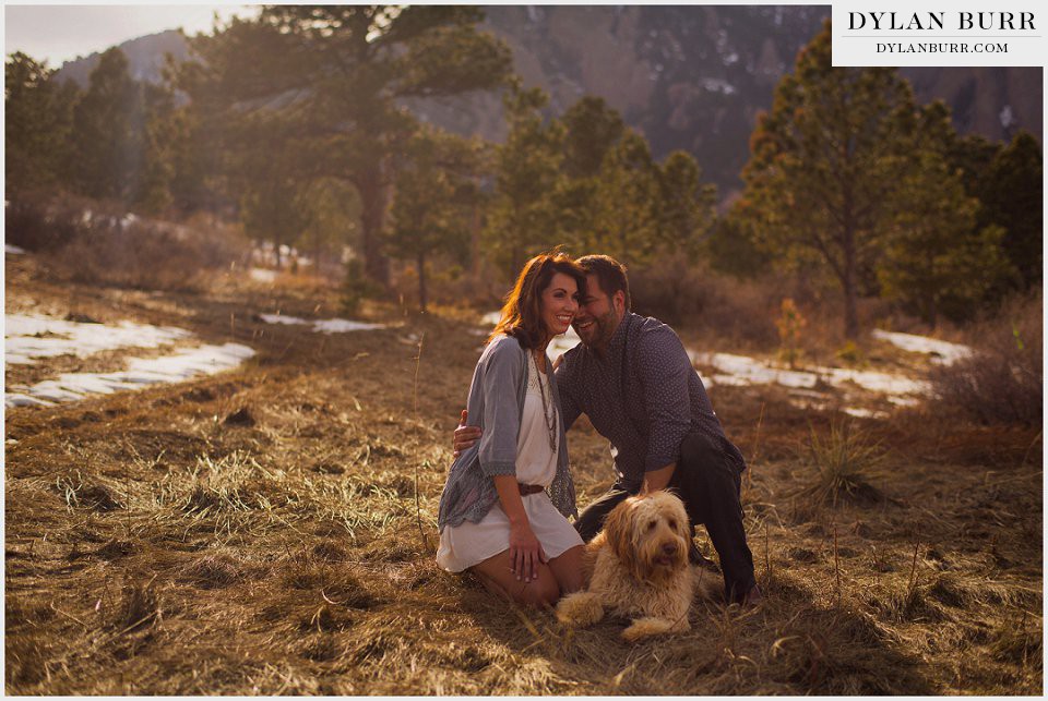 engagement photos in bouder with dog