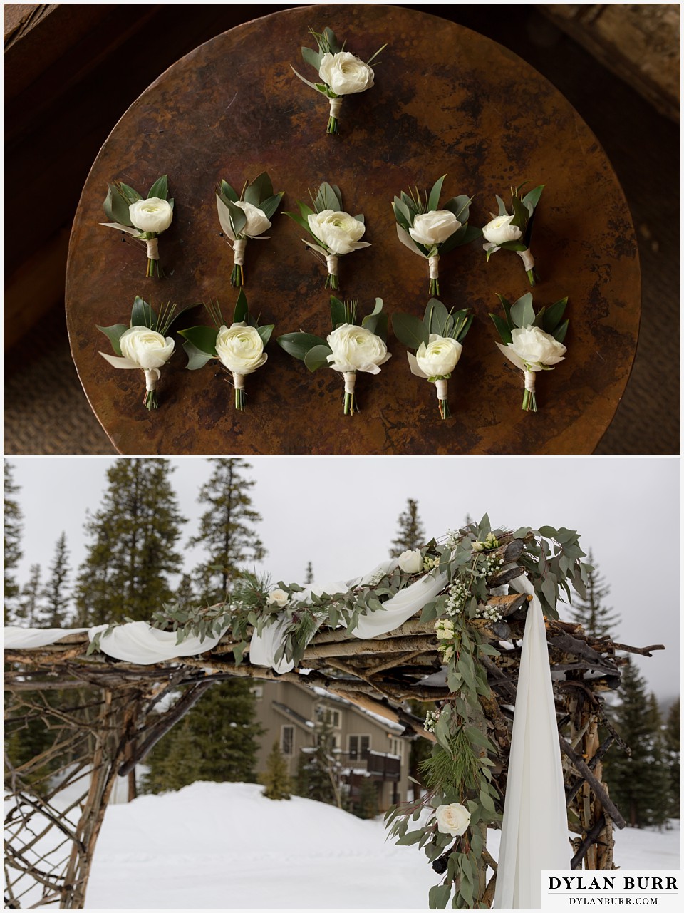 breckenridge nordic center wedding colorado mountain wedding photographer wedding arbor decoration detail