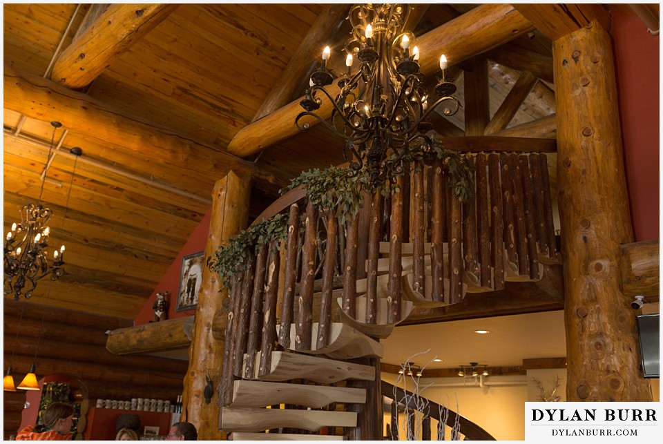 breckenridge nordic center wedding colorado mountain wedding photographer wood spiral staircase