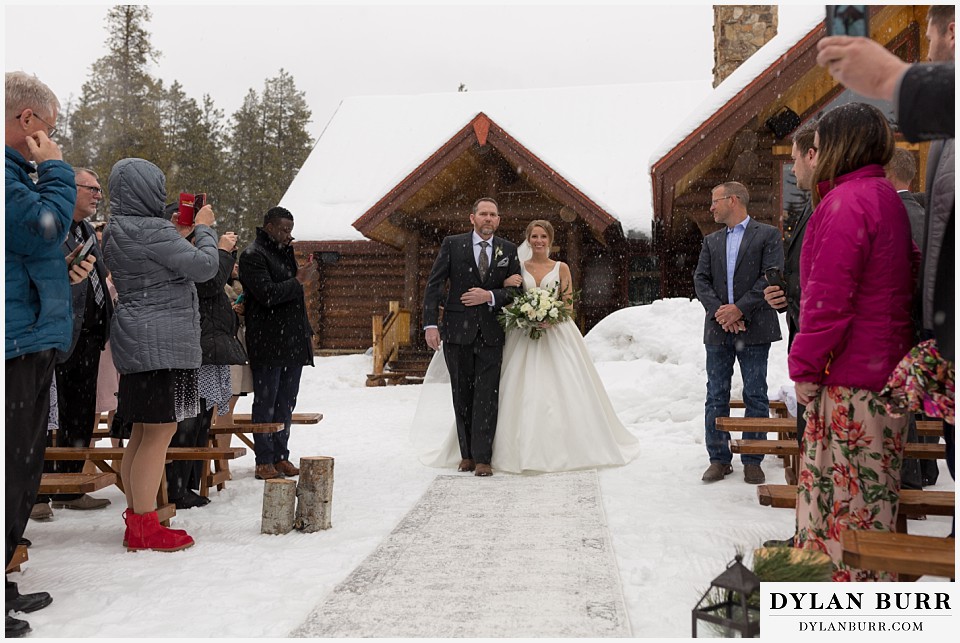 breckenridge nordic center wedding colorado mountain wedding photographer father and bride aisle