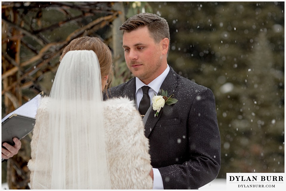 breckenridge nordic center wedding colorado mountain wedding photographer groom during ceremony