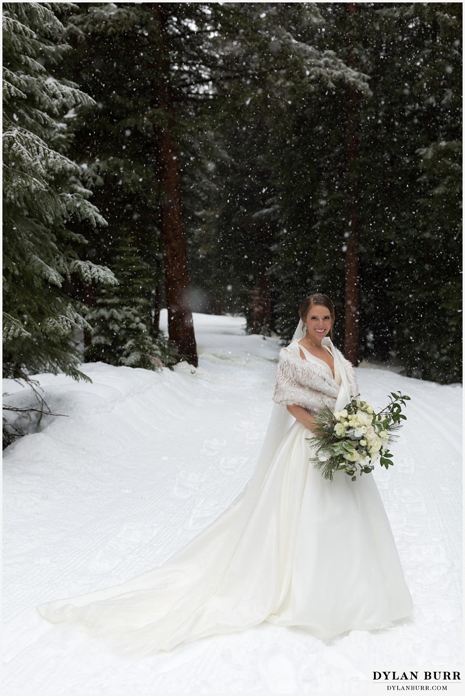 breckenridge nordic center wedding colorado mountain wedding photographer beautiful winter bride in snow
