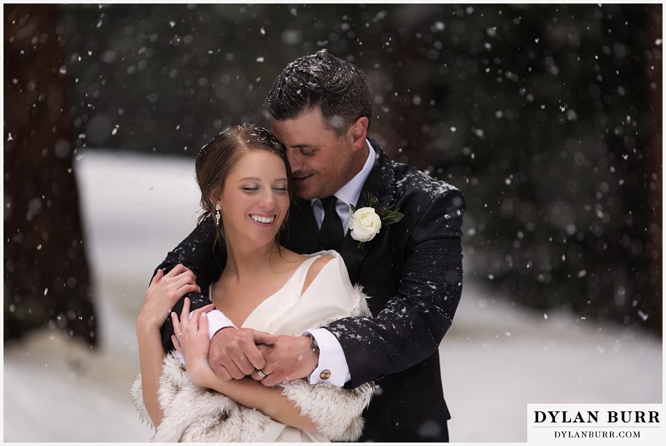 Breckenridge nordic center wedding colorado mountain wedding photographer huge snowflakes winter wedding