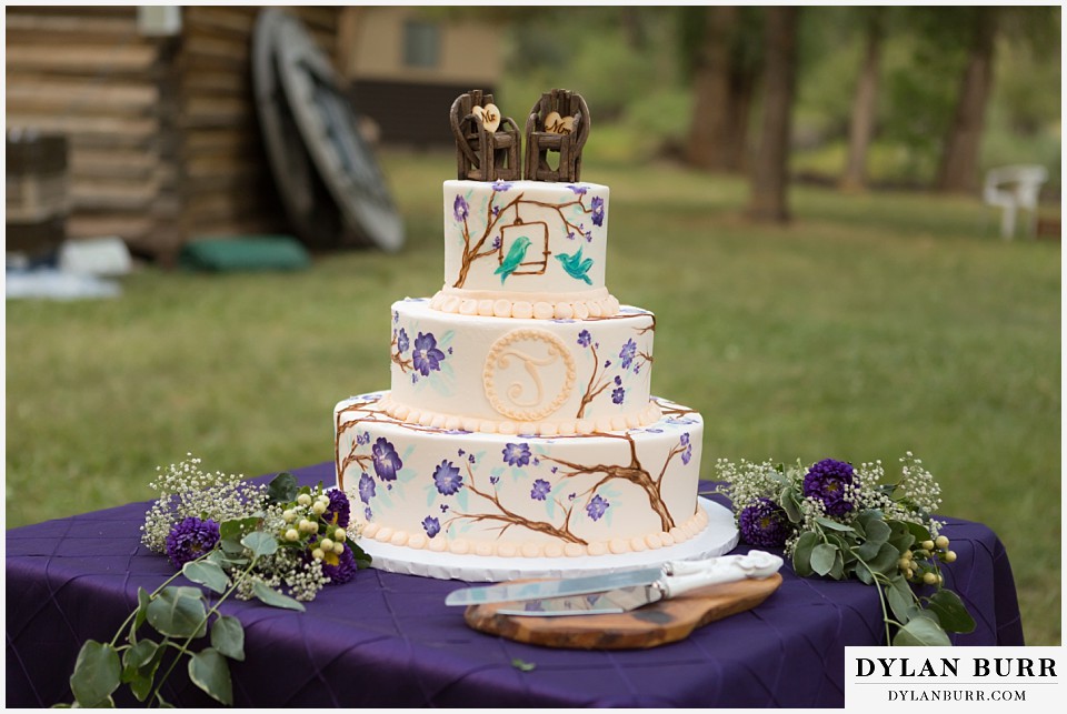 buford lodge wedding buford colorado meeker wedding cake with tree painting details