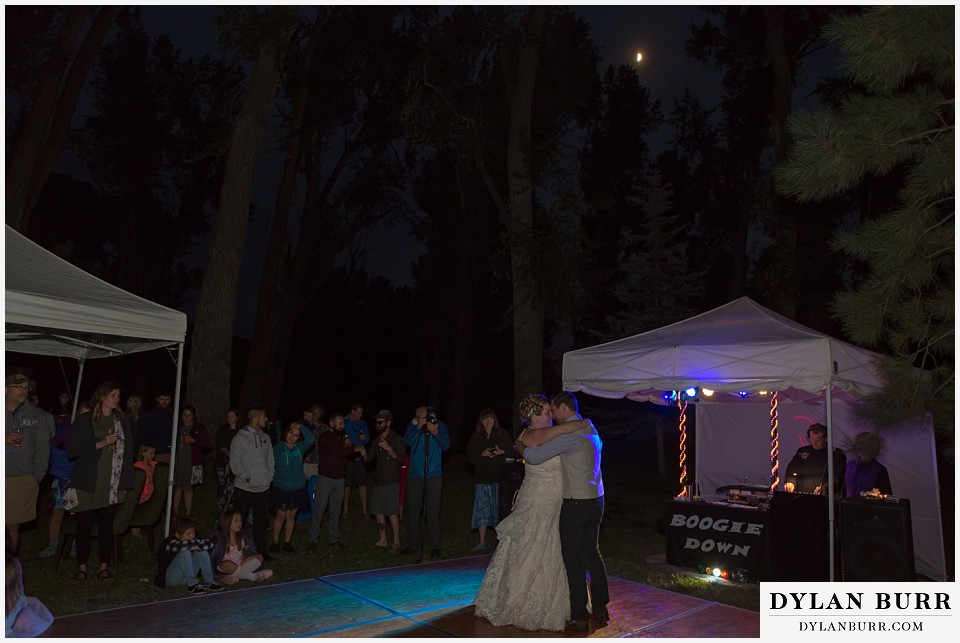 buford lodge wedding buford colorado meeker bride and groom first dance with moon