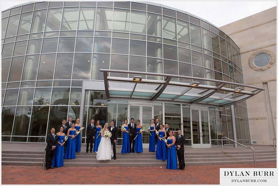 cable center denver wedding bridal party blue bridesmaids