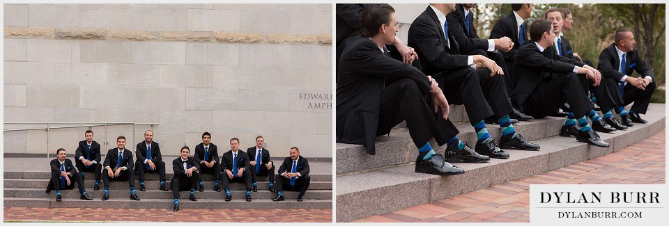 cable center denver wedding groomsmen blue socks