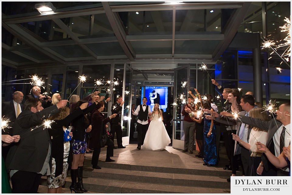 cable center denver wedding sparkler reception exit