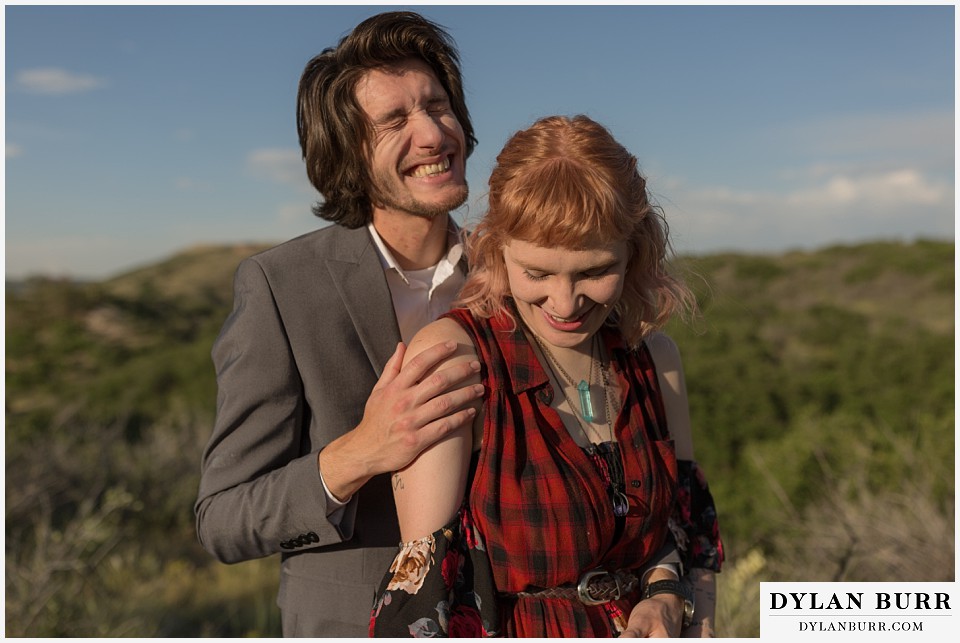 castle rock colorado engagement session laughing really hard