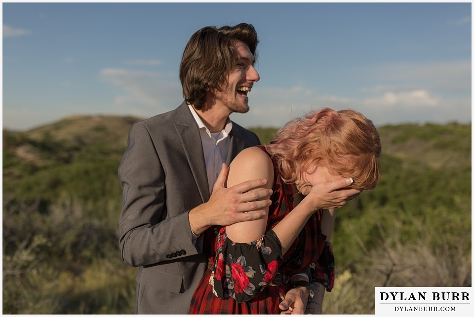 castle rock colorado engagement session funnny embarrasing moment