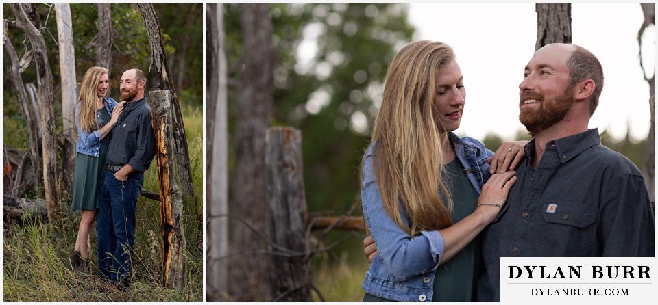 castlewood canyon engagement photos couple up close with each other
