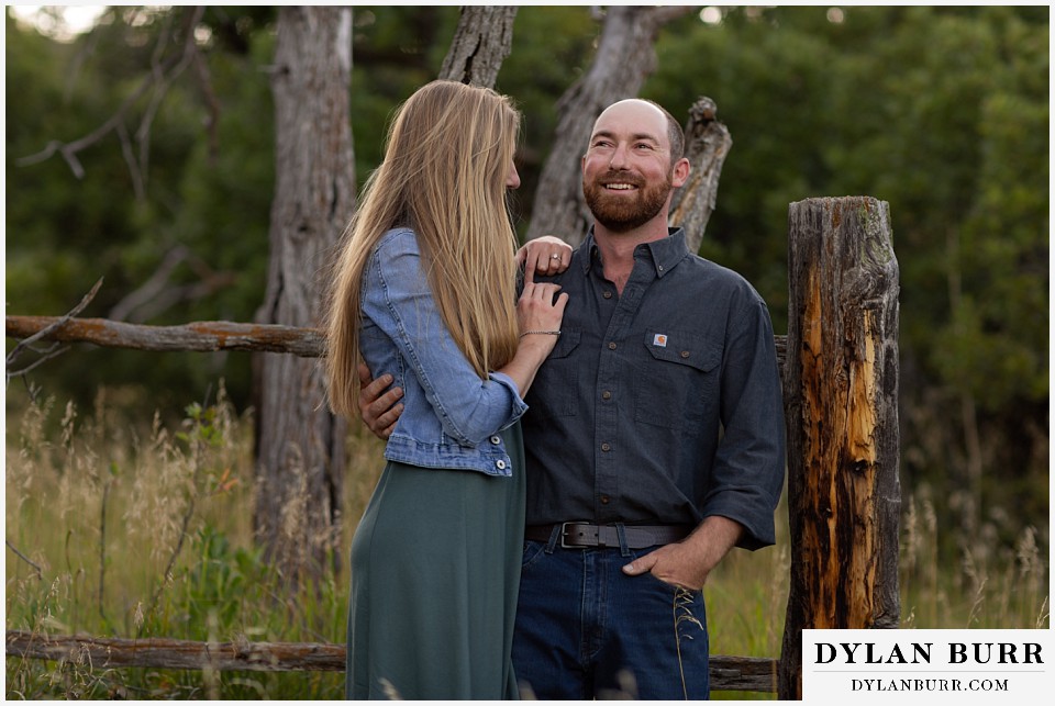castlewood canyon engagement photos groom super happy with his fiance in nature