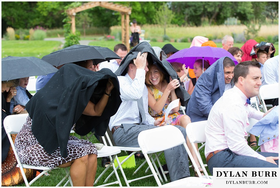 chatfield farms wedding botanic gardens guests getting rained on