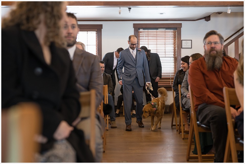 chautauqua community house wedding groom and dog