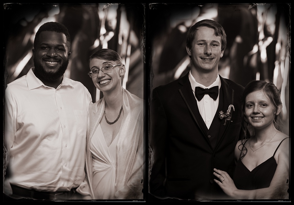 tintypes of couples at a wedding
