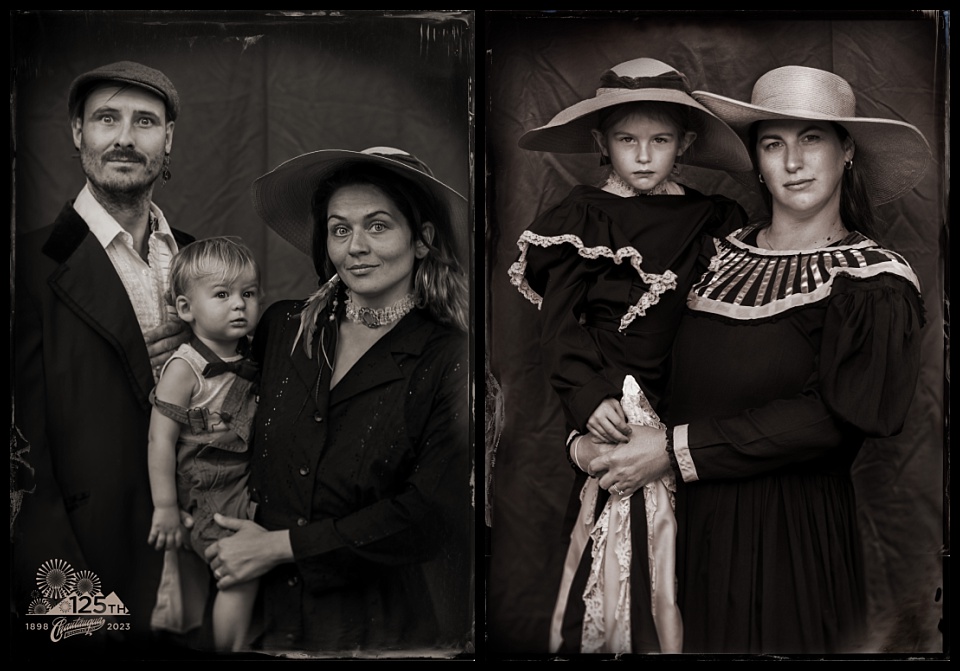 family tintype portraits at Colorado Chautauqua 125th Anniversary Party