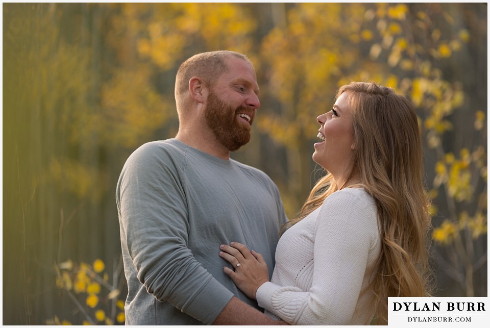 colorado mountain engagement session golden leaves in fall
