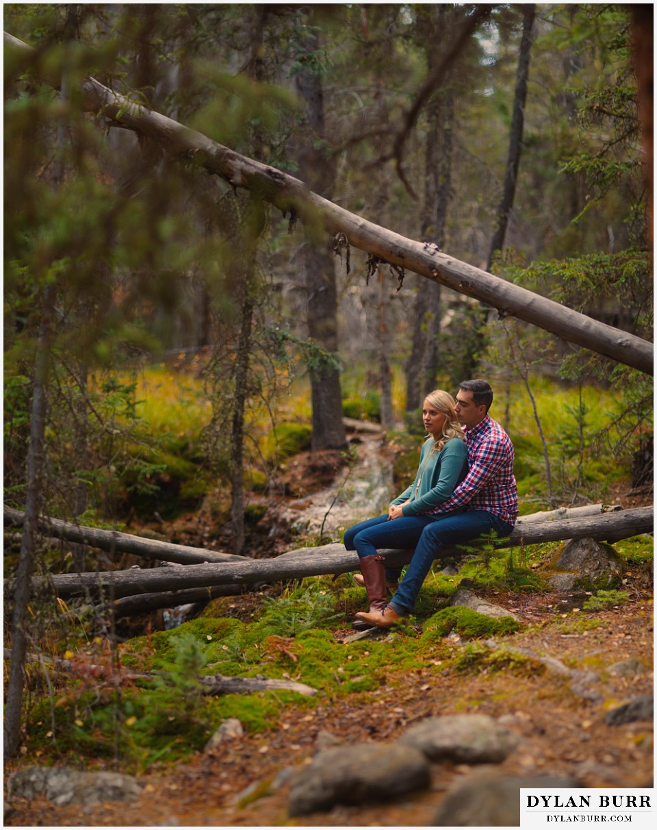 colorado mountain engagement session brenizer portrait in forest