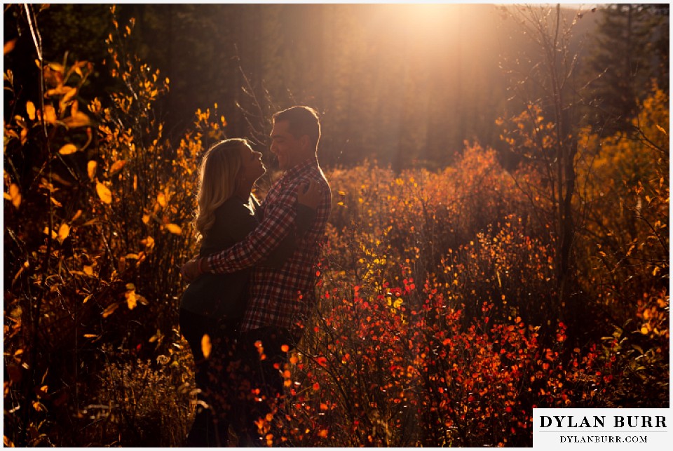 colorado mountain engagement session couple at sunset