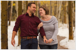 snowy fall colorado mountain engagement session