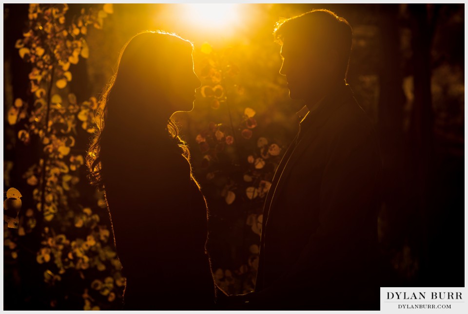 sunset engagement photos colorado in fall mountains