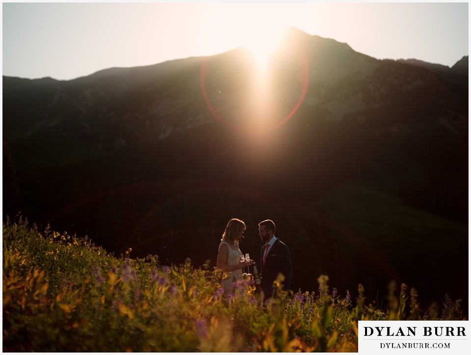 crested butte wedding elopement champagne toast at sunrise