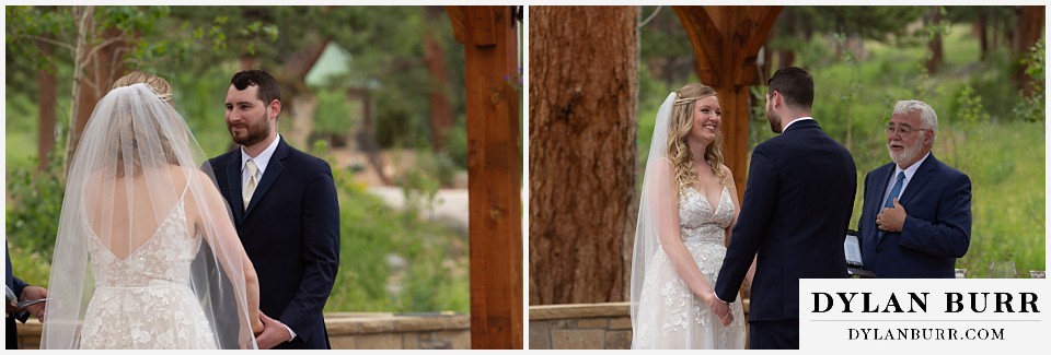della terra mountain chateau wedding colorado rocky mountain national park wedding rmnp elopement bride and groom looking at each other with so much love
