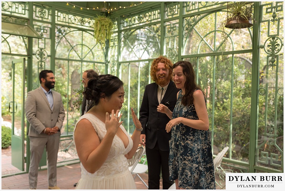 denver botanic gardens wedding colorado woodland mosaic bride is now all relaxed