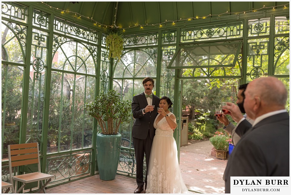 denver botanic gardens wedding colorado woodland mosaic bride groom wedding toast