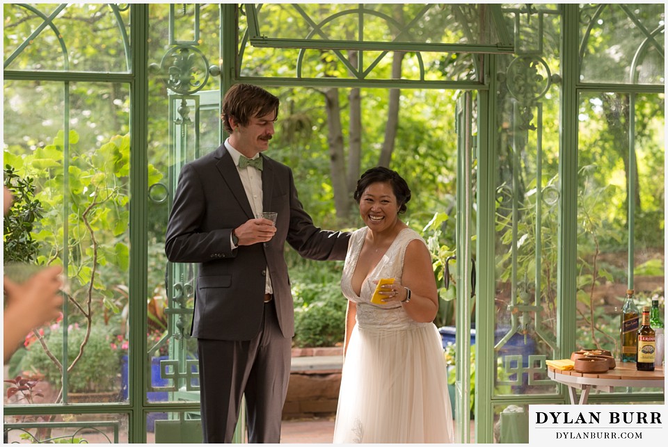 denver botanic gardens wedding colorado woodland mosaic bride groom laughing