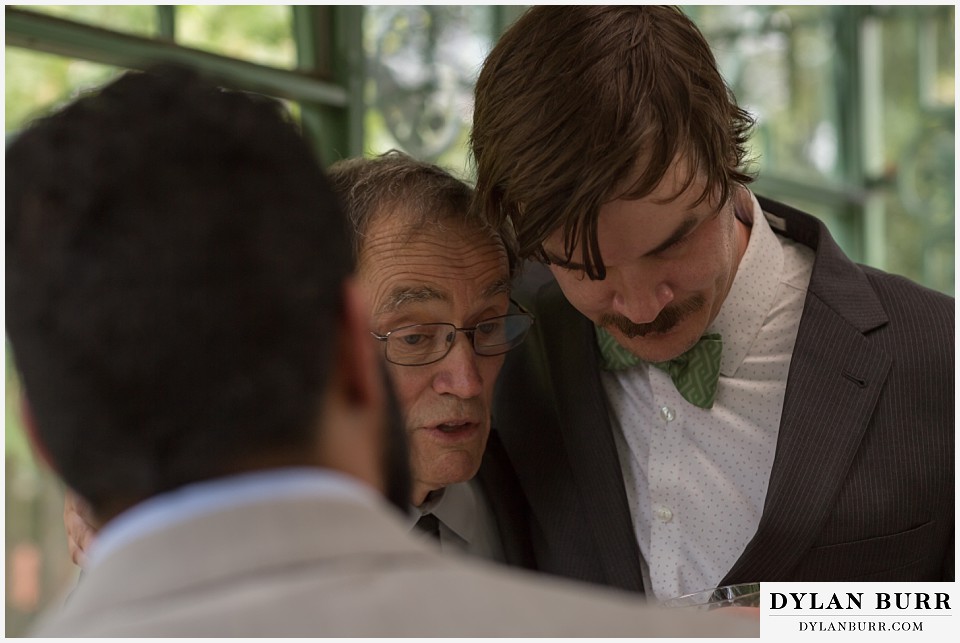 denver botanic gardens wedding colorado woodland mosaic groom and his father