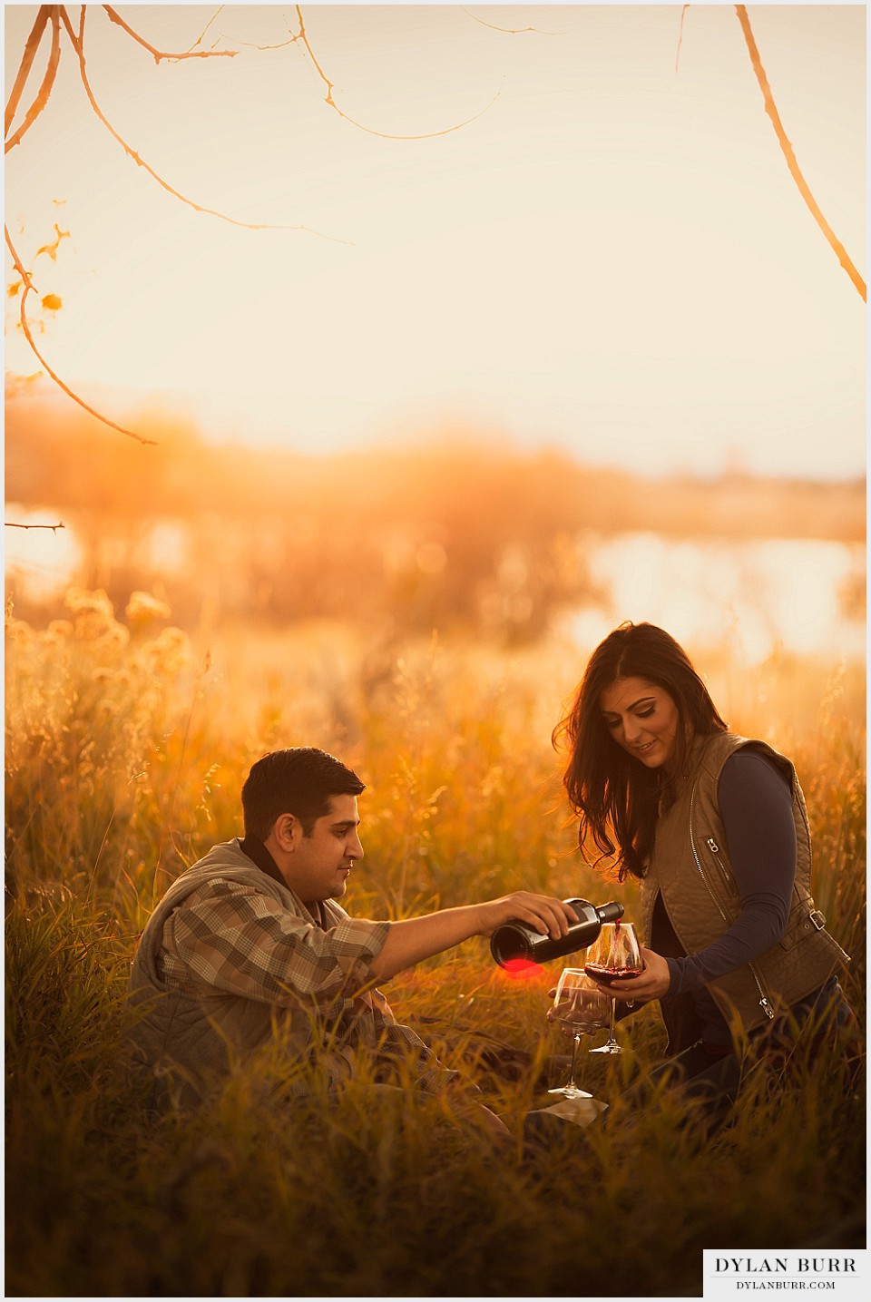 denver engagement photography wine picnic
