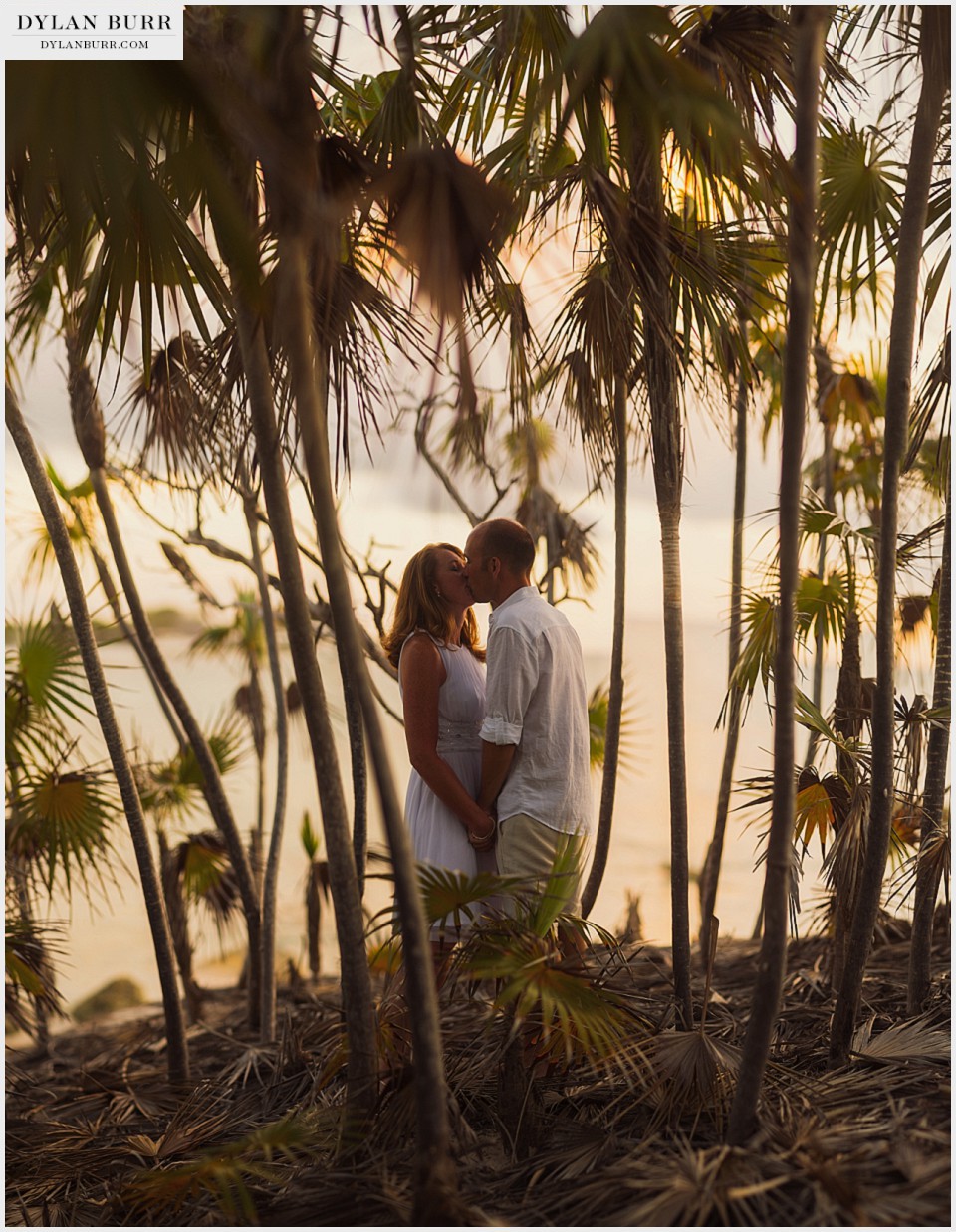 destination beach wedding palm trees turks caicos sunset