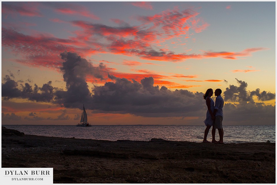 destination beach wedding sailboat at sunset couple turks caicos