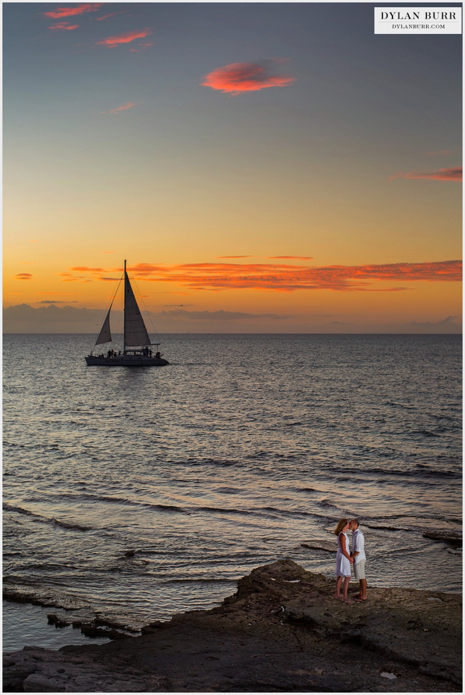 destination beach wedding sunset sailboat turks caicos